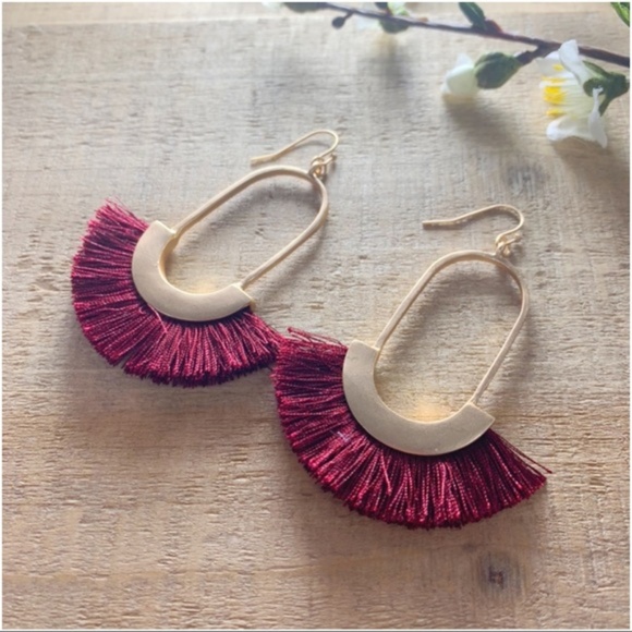 Jewelry - LAST PAIR! Wine Fringe Earrings